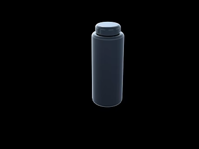 Dark Cylindrical Plastic Bottle With Screw Cap On Black Background 3d model