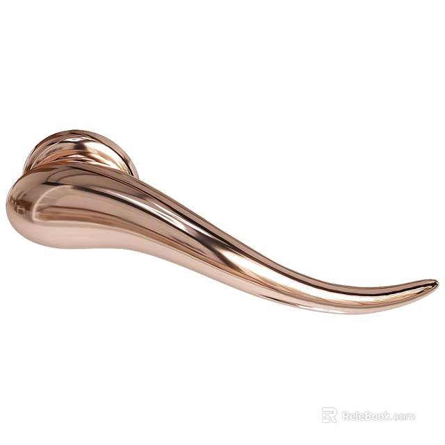 Modern Elegant Brass Handle With Sleek Curved Design For Cabinet Doors 3d model 