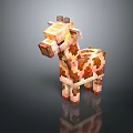 Pixelated Blocky Giraffe Game Character With Brown Beige Colors In Minecraft Style 3D Render