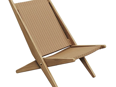 Comfortable Modern Leisure Chair With Wooden Frame And Woven Seat Backrest 3d model