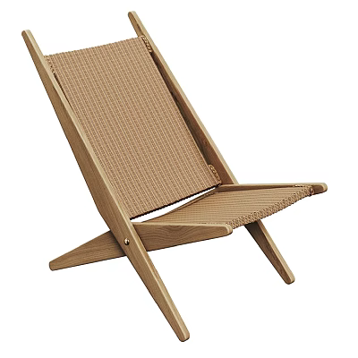 Comfortable Modern Leisure Chair With Wooden Frame And Woven Seat Backrest 3d model