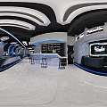 Esports Style Milk Tea Shop with Multiple Game Screens Blue Lighting and Modern Decor