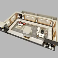 Modern Clothing Store Interior With Display Shelves Counter And Seating