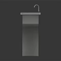 Modern Stainless Steel Pedestal Sink With Curved Base Square Basin And Faucet Design