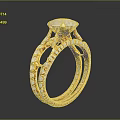 Ornate Gold Ring Featuring Large Oval Gemstone And Intricate Diamond Accents