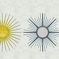 Modern Decorative Gold and Blue Mirrors with Radiating Spiked Design for Home