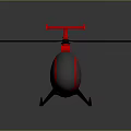 Red Helicopter With Transparent Cockpit Black Propellers And Landing Gear On Dark Background