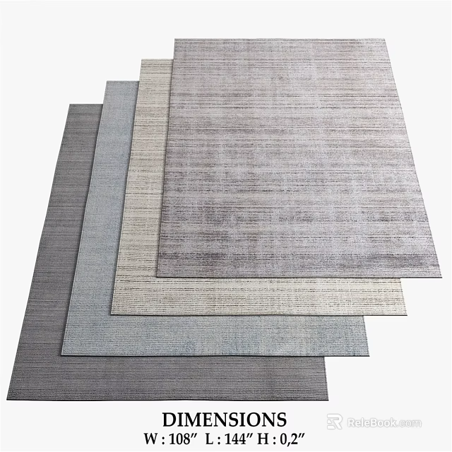 Modern Textured Square Rugs In Neutral Tones Stacked For Home Decor 3d model 