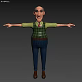 Cartoon Man with Outstretched Arms in Green Shirt Green Plaid Vest Blue Pants Black Shoes