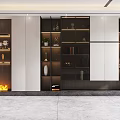 Modern Built in Bookcase with LED Lighting Glass Shelves and Decorative Items