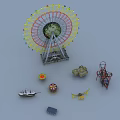Fun Colorful Outdoor Amusement Equipment With Ferris Wheel Carousel Train Ride And Swing