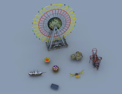 Modern Amusement Park Amusement Rides 3d model