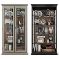 Glass Door Cabinets With Display Plates Vases And Books In Black And Light Colors