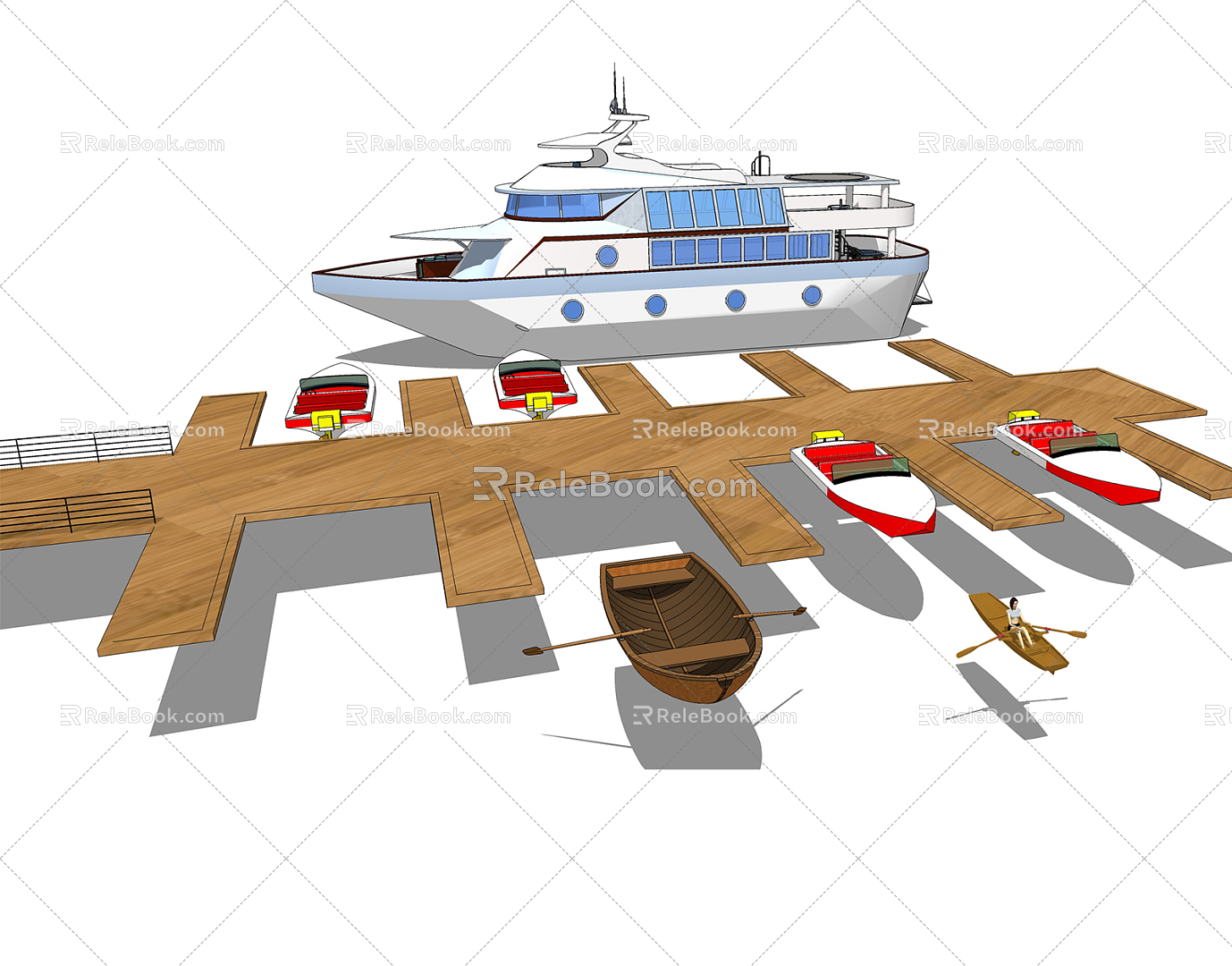 Modern Boat Marina Yacht Rowing 3d model