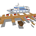 Modern Boat Marina Yacht Rowing 3d model