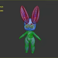 Cute Rabbit Game Movie Character With Big Purple Blue Gradient Ears And Blue Eyes