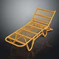 Modern Yellow Wicker Lounge Chair With Curved Frame And Weave Design