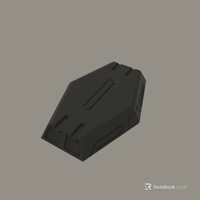 Black Geometric Shell Structure With Lines And Grooves On Gray Background 3d model 