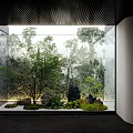Modern Scenic Wall Design With Green Plants Trees And White Pebbles Floor