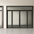 Modern Double Doors Showcase With Black Frame And Glass Panels In Minimalist Interior