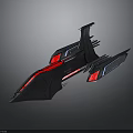 Futuristic Spaceship Design For Space Exploration With Aerodynamic Structure And Red Blue Lighting