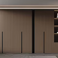 Modern Minimalist Wardrobe Interior With Open Bookcase And Decorative Shelves