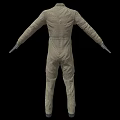 Khaki Long Sleeve Jumpsuit With Text Patterns And Pocket Design 3d model