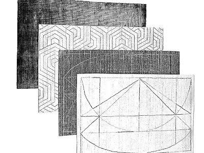 Collection of Square Rugs With Geometric Patterns And Textured Styles 3d model