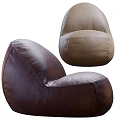 Comfortable Leather Bean Bag Chair in Dark Brown and Light Brown Colors