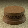 Hand Carved Brown Wooden Sculpture Base With Intricate Traditional Patterns