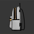 White Backpack With Black Yellow Zippers And Minimalist Front Pocket Design