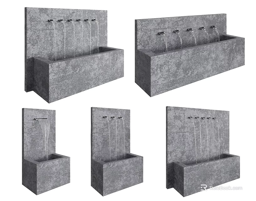 Modern Stone Water Feature Garden Decor With Flowing Water And Multiple Styles 3d model