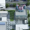 Industrial Factory Building Exterior With Multiple Floors Roof Equipment And Green Surroundings