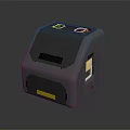 Modern Tech Inspired Black Square Decorative Ornament Set With Orange Line Accents And Yellow Stripes