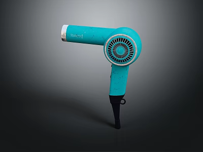 Turquoise Modern Hair Dryer With Ergonomic Handle And Powerful Blowing Function For Daily Use 3d model