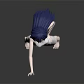 Game Movie Character With Blue Hair White Dress Outstretched Hand And Hand On Hip
