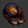3D Fantasy Character With Orange Hair Red Coat Blue Pants And Creature Inspired Weapon