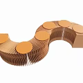 Creative Curved Public Chair With Cardboard Material And Circular Seats