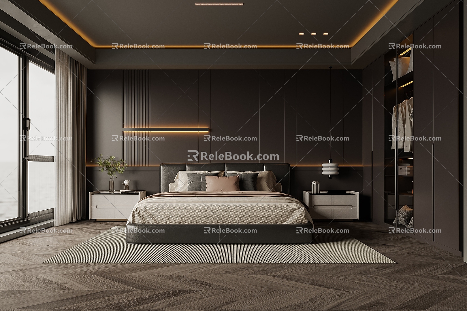 Dark Bedroom Modern Bedroom 3d model