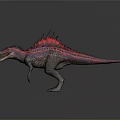Detailed Vibrant Dinosaur With Red Spines Purple Body Open Mouth 3D Render