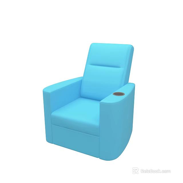 Light Blue Leather Armchair With Comfortable Design And Side Cup Holder 3d model 