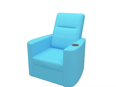 Light Blue Leather Armchair With Comfortable Design And Side Cup Holder 3d model