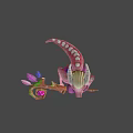 Fantasy Game Character With Pink Skin Purple Outfit And Magical Staff