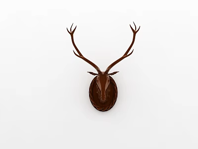 Brown Deer Head Wall Decor With Realistic Antlers For Home Interior Decoration 3d model
