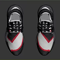 Stylish Black White Red Casual Sneakers With Mesh Upper And Thick Sole