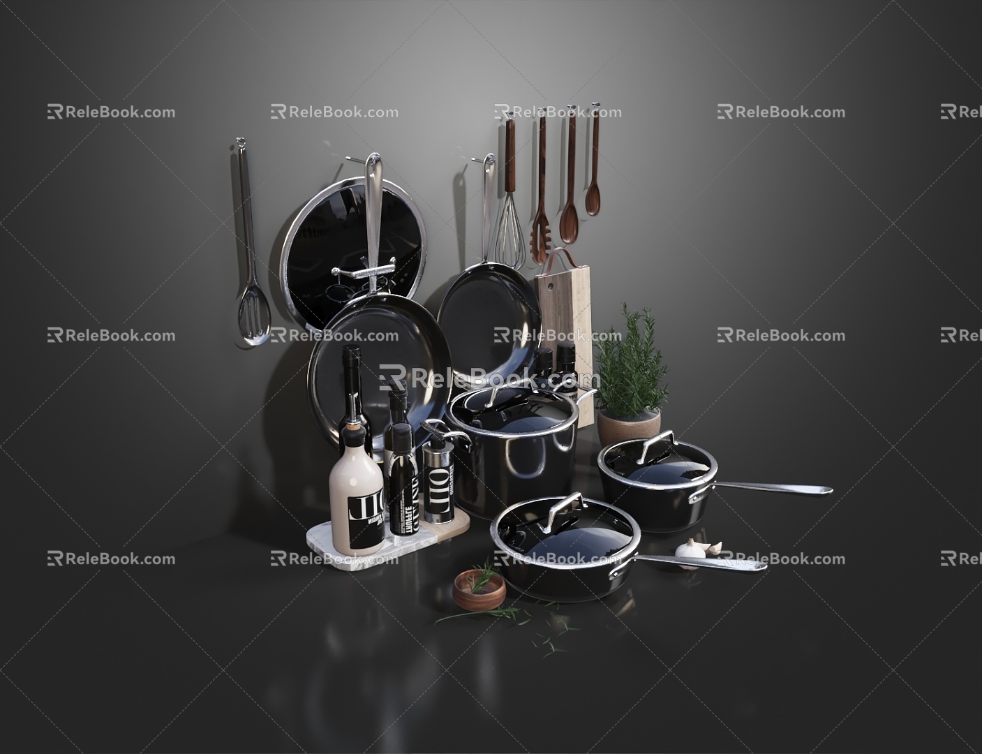 943 pan kitchen utensils 3d model