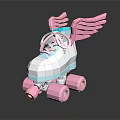 White and Light Blue Roller Skates with Pink Wings and Pink Wheels Design