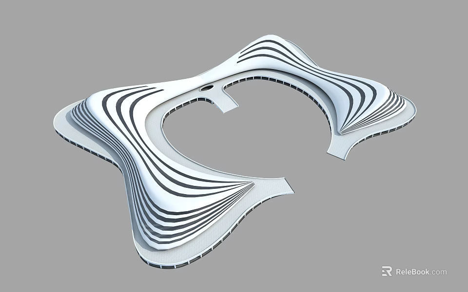 Modern Curved Architectural Design With Streamlined White Exterior And Unique Shape 3d model 