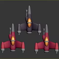 Colorful Toy Airplanes in Pink and Purple with Orange Details on Gray Background