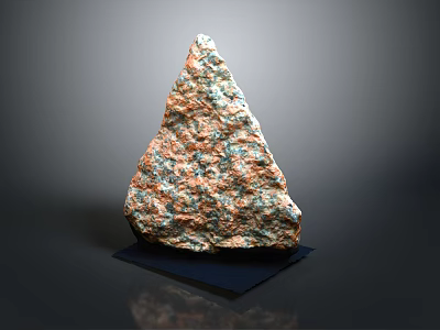 Natural Triangular Stone Decorative Piece With Colorful Surface And Black Base 3d model